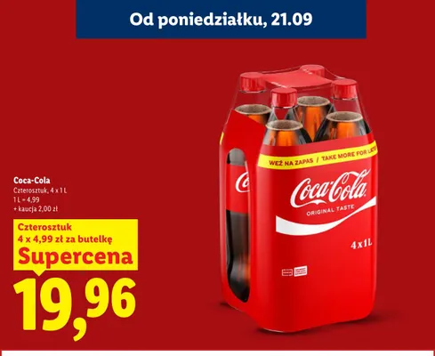 Napój gazowany Coca-Cola Original Taste 4-pak promocja w Lidl