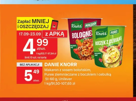 Danie Knorr puree ziemniaczane z boczkiem i cebulką promocja w Chorten