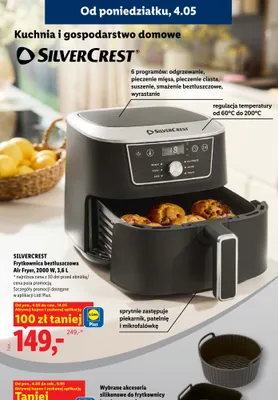 Frytkownica beztłuszczowa SilverCrest Air Fryer 2000W 3,6l promocja w Lidl