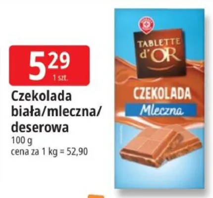 Czekolada biała Tablette d'Or promocja w Leclerc