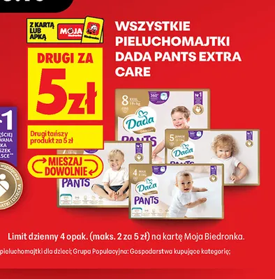 Pieluchomajtki Dada Pants Extra Care 8 XXXL promocja w Biedronka