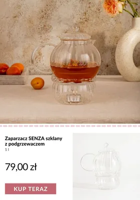 Zaparzacz SENZA szklany z podgrzewaczem 1 l promocja w Homla