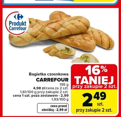 Bagietka czosnkowa CARREFOUR promocja w Carrefour