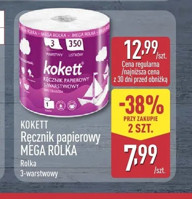 Ręcznik papierowy Mega Rolka Kokett promocja w Aldi