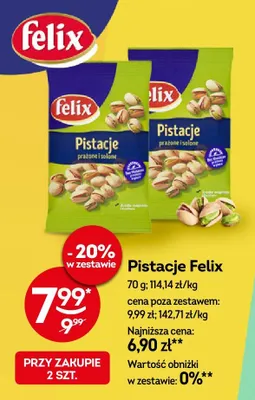 Pistacje Felix prażone i solone promocja w Żabka