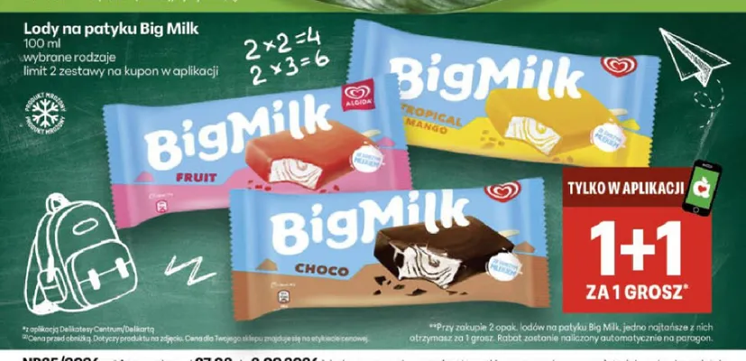 Lody na patyku Big Milk Choco promocja w Delikatesy Centrum