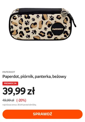 Piórnik Paperdot panterka beżowy promocja w Empik
