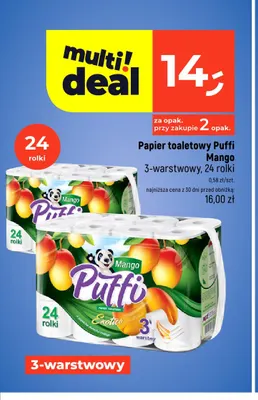 Papier toaletowy Puffi Mango 3-warstwowy 24-pak promocja w Dealz