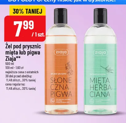 Żel pod prysznic mięta Ziaja promocja w POLOmarket