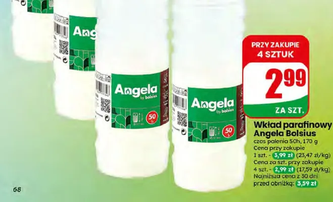 Wkład parafinowy Angela Bolsius promocja w Dino