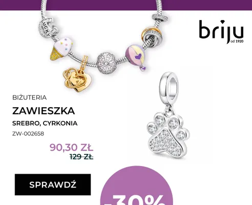 Zawieszka srebro, cyrkonia ZW-002658 Briju promocja w Dzień Dziecka