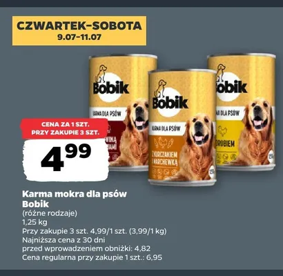 Karma mokra dla psów Bobik z drobiem promocja w Netto