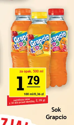 Sok Grapcio Kids marchew jabłko malina promocja w Gram Market