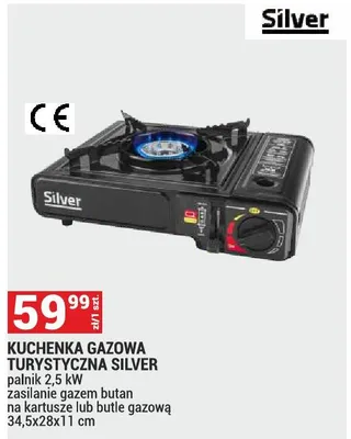 Kuchenka gazowa turystyczna Silver palnik 2.5kW 34.5x28x11cm promocja w Merkury Market