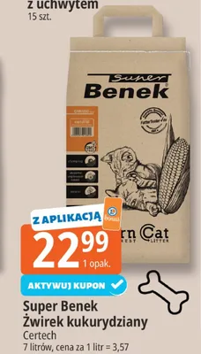 Żwirek kukurydziany Super Benek promocja w Leclerc