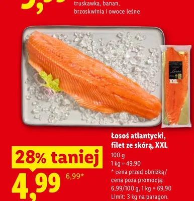 Łosoś atlantycki filet ze skórą Targ Rybny Lidla XXL promocja w Lidl