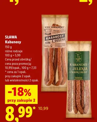 Kabanosy z jelenia i wieprzowiny Sława promocja w Lidl