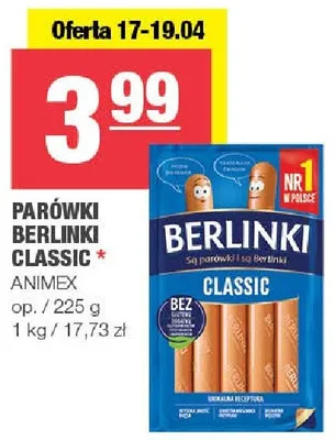 Parówki berlinki classic promocja w SPAR