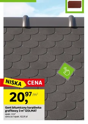 Gont bitumiczny karpiówka grafitowy 3 m² Izolmat promocja w Leroy Merlin