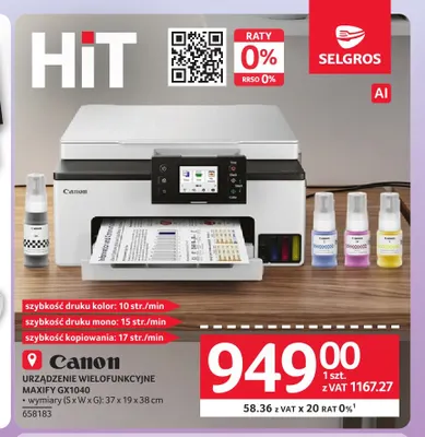 Urządzenie wielofunkcyjne Maxify GX1040 Canon promocja w Selgros