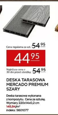 Deska tarasowa Mercado Premium szary 220x14x0,2cm promocja w Abra Meble