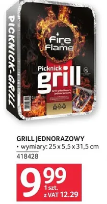 Grill jednorazowy Fire Flame Picknick 25x5,5x31,5cm 418428 promocja w Selgros