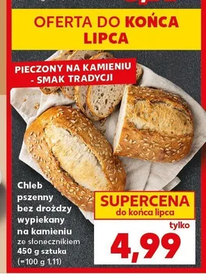 Chleb pszenny bez drożdży wypiekany na kamieniu ze słonecznikiem promocja w Kaufland