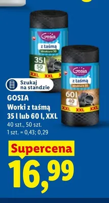 Worki z taśmą Gosia 35 l XXL promocja w Lidl