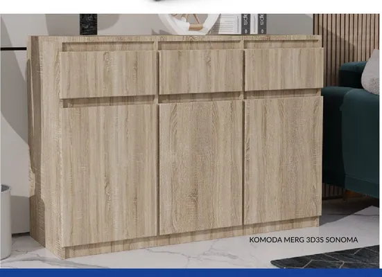 Komoda Merg 3D 3S Sonoma promocja w Abra Meble