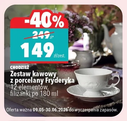 Zestaw kawowy z porcelany Fryderyka CHODZIEŻ 12 elementów filiżanki po 180ml promocja w Biedronka Home