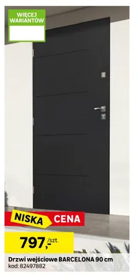 Drzwi wejściowe BARCELONA 90cm promocja w Leroy Merlin