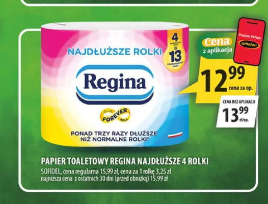 Papier toaletowy Regina Najdłuższe Rolki 4-pak promocja w Arhelan
