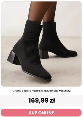 Czarne botki za kostkę z elastycznego materiału Renee promocja w Renee