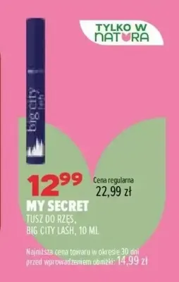 Tusz do rzęs Big City Lash My Secret promocja w Drogerie Natura
