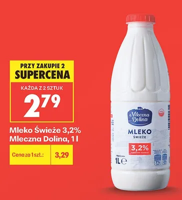 Mleko Świeże 3,2% Mleczna Dolina promocja w Biedronka