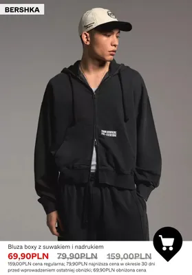 Bluza boxy z suwakiem i nadrukiem Bershka promocja w Bershka