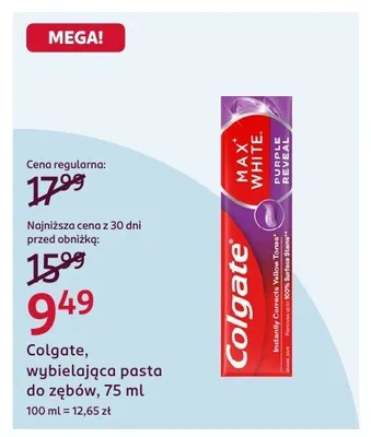 Wybielająca pasta do zębów Colgate Max White Purple Reveal promocja w Rossmann