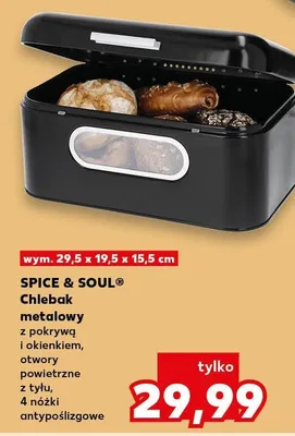 Chlebak metalowy z pokrywą i okienkiem Spice & Soul 29,5x19,5x15,5cm promocja w Kaufland