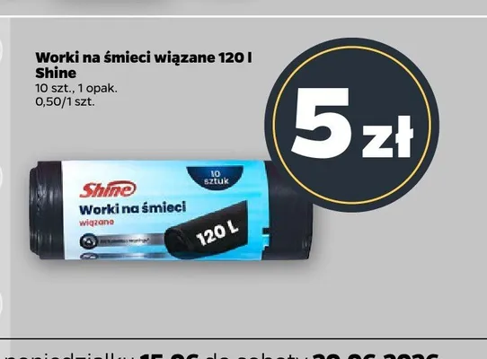 Worki na śmieci wiązane 120 l Shine promocja w Netto