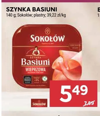 Szynka Basiuni wieprzowa Sokołów promocja w Stokrotka
