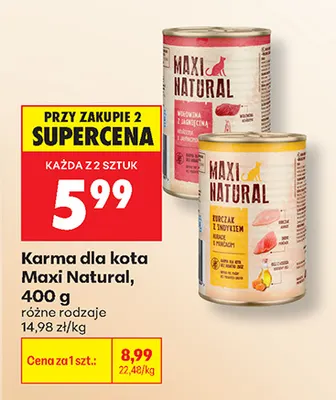 Karma dla kota Maxi Natural z kurczakiem i indykiem promocja w Biedronka