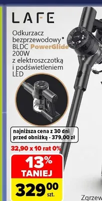 Odkurzacz bezprzewodowy Bldc PowerGlide z elektroszczotką i podświetleniem LED Lafe promocja w Carrefour