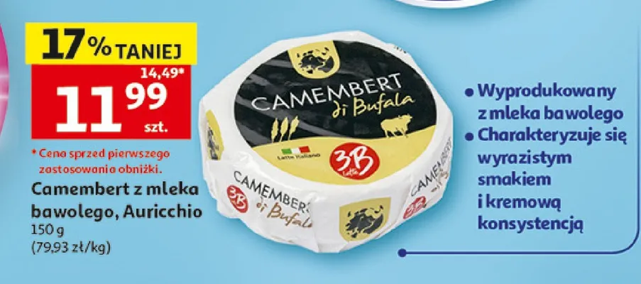 Camembert z mleka bawolego Auricchio promocja w Auchan