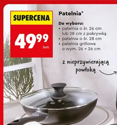 Patelnia ø śr. 26 cm z pokrywką promocja w Biedronka