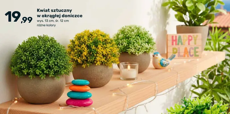 Kwiat sztuczny w okrągłej doniczce promocja w Bricomarche