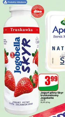Jogurt pitny Skyr truskawkowy Jogobella promocja w Dino