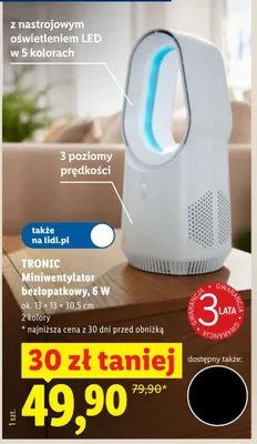 Miniwentylator bezłopatkowy TRONIC promocja w Lidl