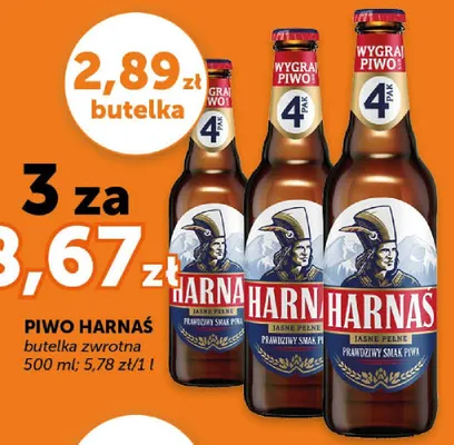 Piwo harnas butelka zwrotna promocja w Groszek