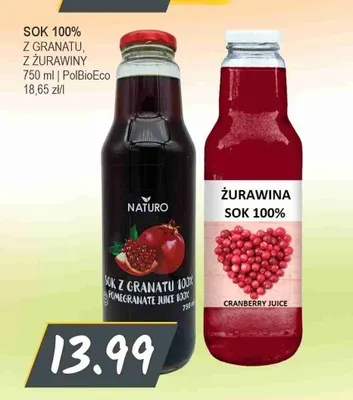 Sok z żurawiny Naturo 100% promocja w Słoneczko