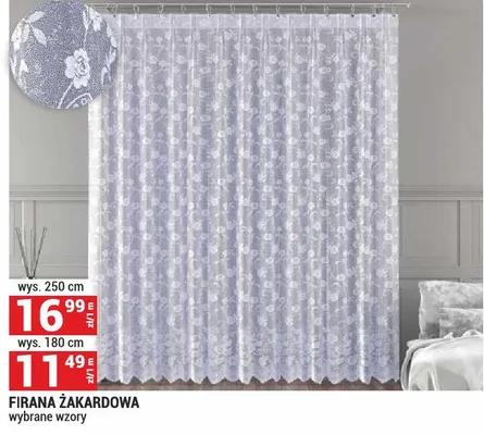 Firana żakardowa wys. 180cm promocja w Merkury Market